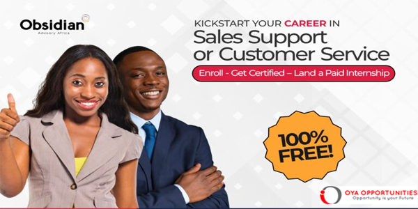 Obsidian Advisory Africa’s Customer Service Management & Sales Support Training 2025 in Lagos (Fully Funded)